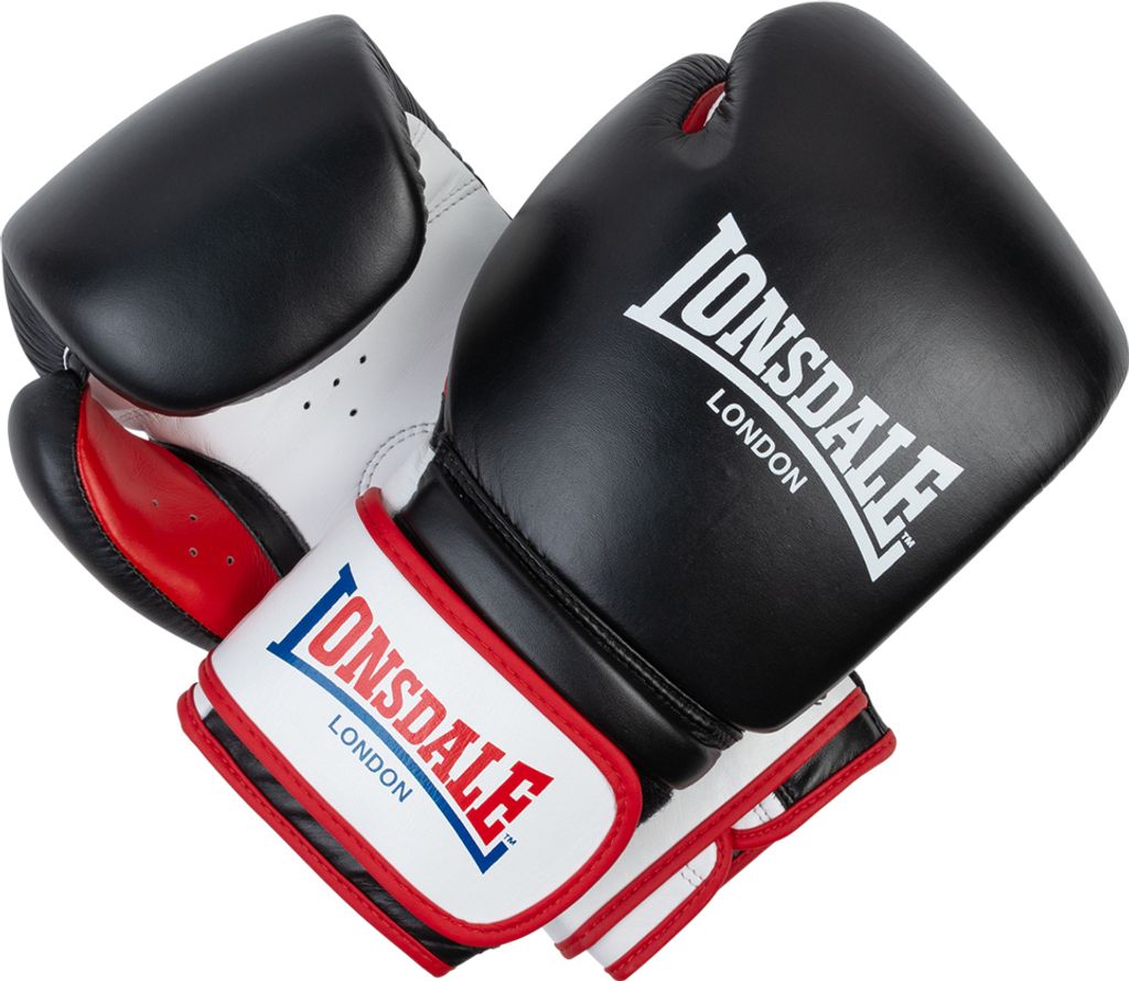 Boxhandschuhe aus Leder WINSTONE Black/White/Red 12 oz Lonsdale