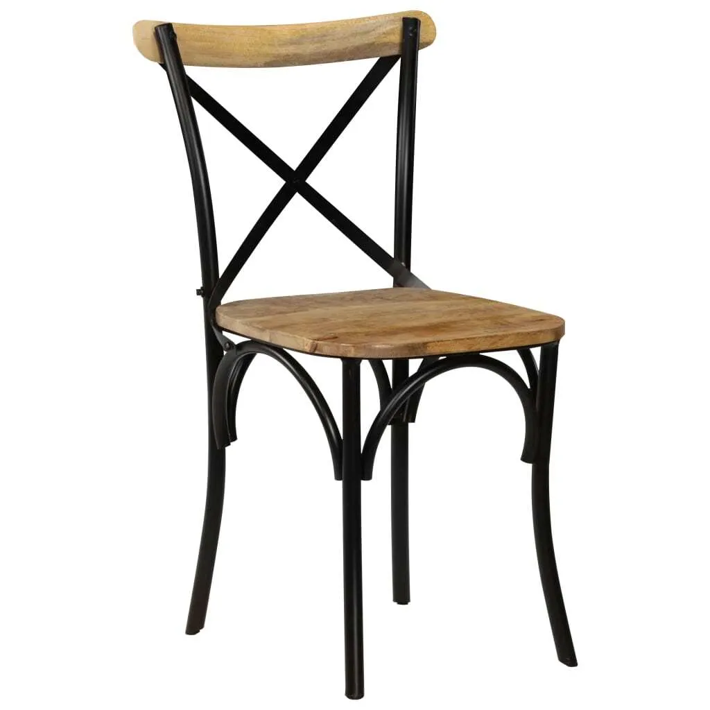 vidaXL Chaises croisées 2 pcs en bois de mangue massif noir - Qualité