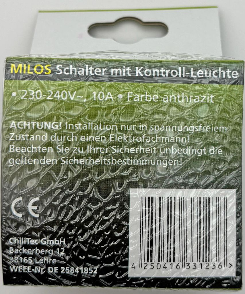 MILOS Kontroll-Schalter mit Lämpchen Produktbild 