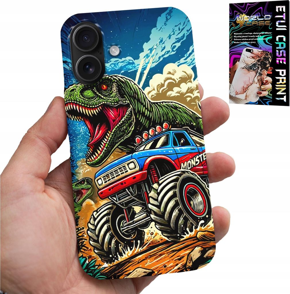 Etui Für Iphone 16 Plus - Dinosaurier Im Monstertruck-Design Für Kinder