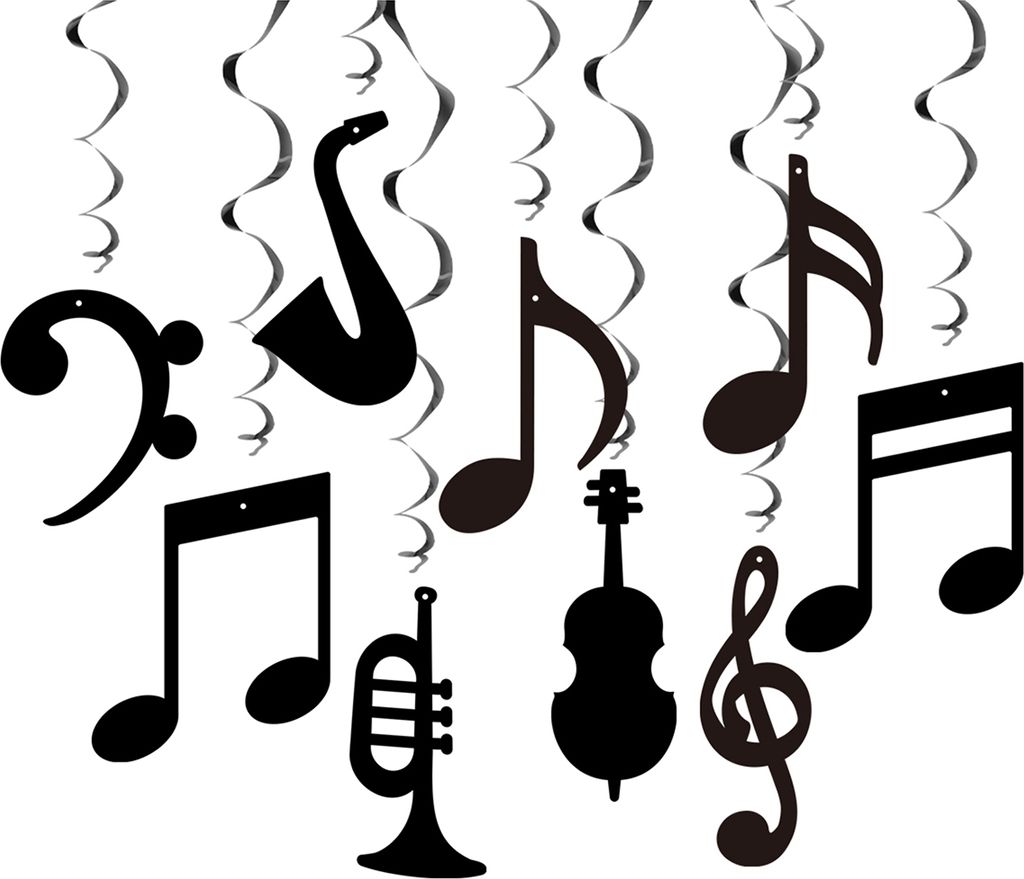Musiknoten-Hängewirbel-Dekorationen, musikalische Folienwirbel-Ausschnitt-Spiral-Deckendekoration für Musik-Mottopartys, Hochzeiten, Babypartys, ...