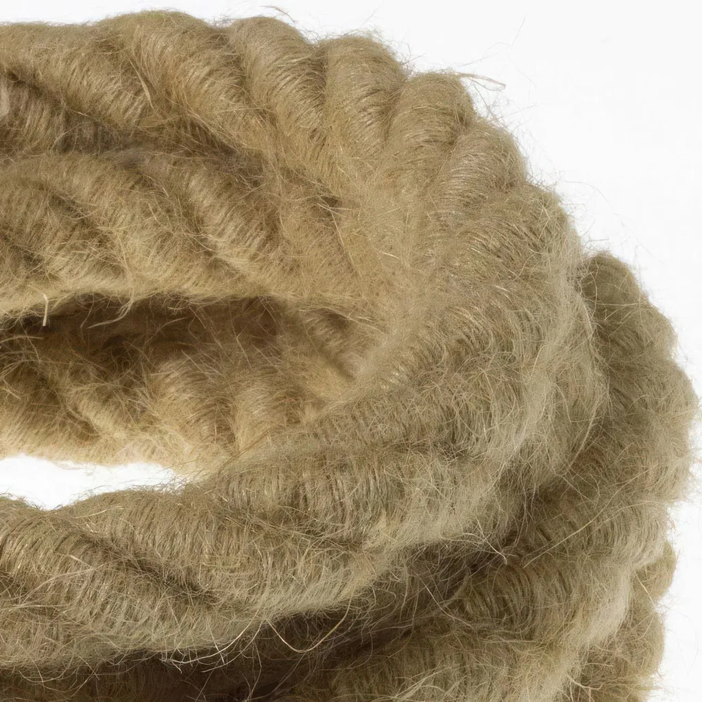 Cordon Luminaire Jute Tressée Beige Ø24mm - Câble 3G0.75 Haute Qualité