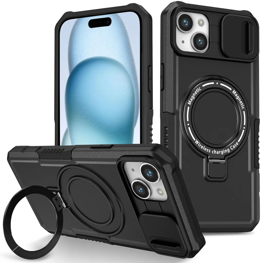 Cover MagSafe iPhone 15 e 14 | Trasparente Nera Antiurto Premium