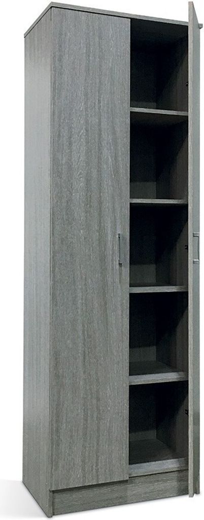 Kledingkast STAN met 2 deuren - Grijs eiken - H180 cm Productafbeelding 