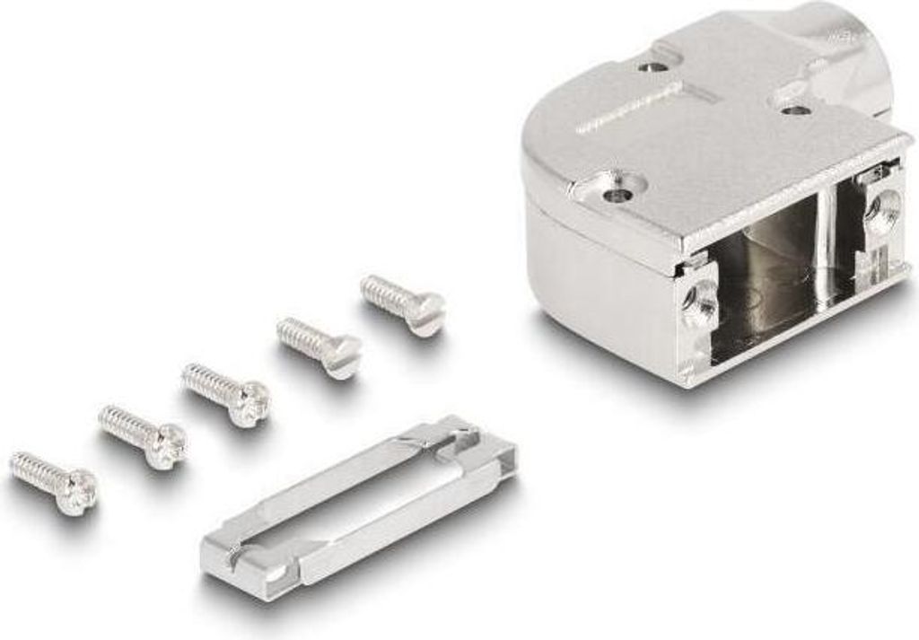D-Sub Gehäuse 9-polig, Metallhalterung, 90° Winkel, Kunststoff
