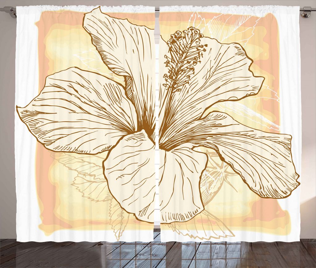 ABAKUHAUS Blumen Rustikaler Vorhang, Große Hibiscus Blütenblätter, Wohnzimmer Universalband Gardinen mit Schlaufen und Haken, 280 x 245 cm, Lach...