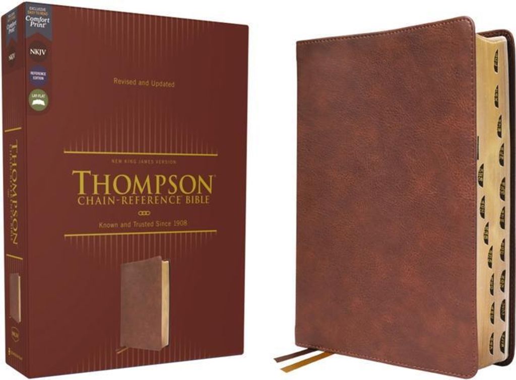 Nkjv, Thompson Chain-Reference Bible, Leathersoft, Brown, Red Letter, Thumb Indexed, Comfort Print