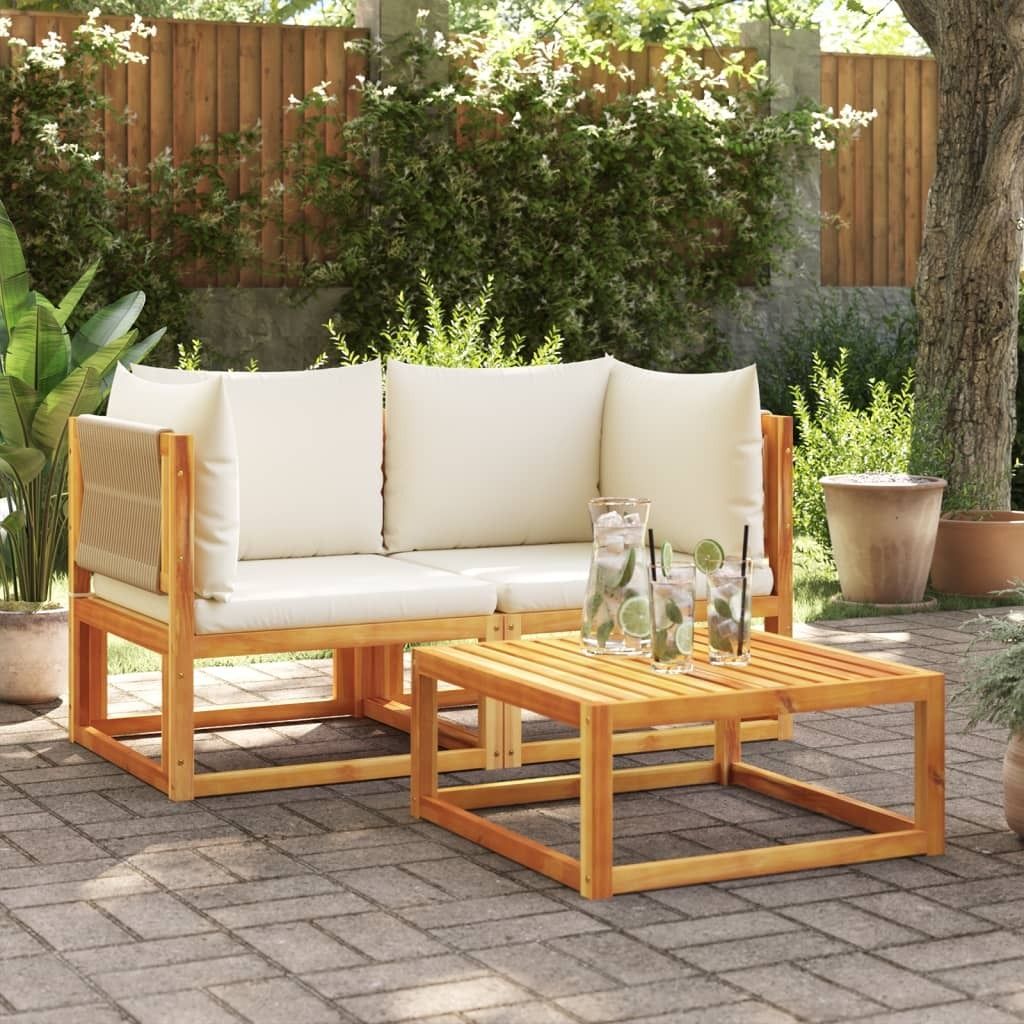 "2026 Promotion" Gartensofas-Ecke mit Kissen 2 Stk. - Hohe Qualität - Holz Akazie & Seil - Gartensofas CC13686