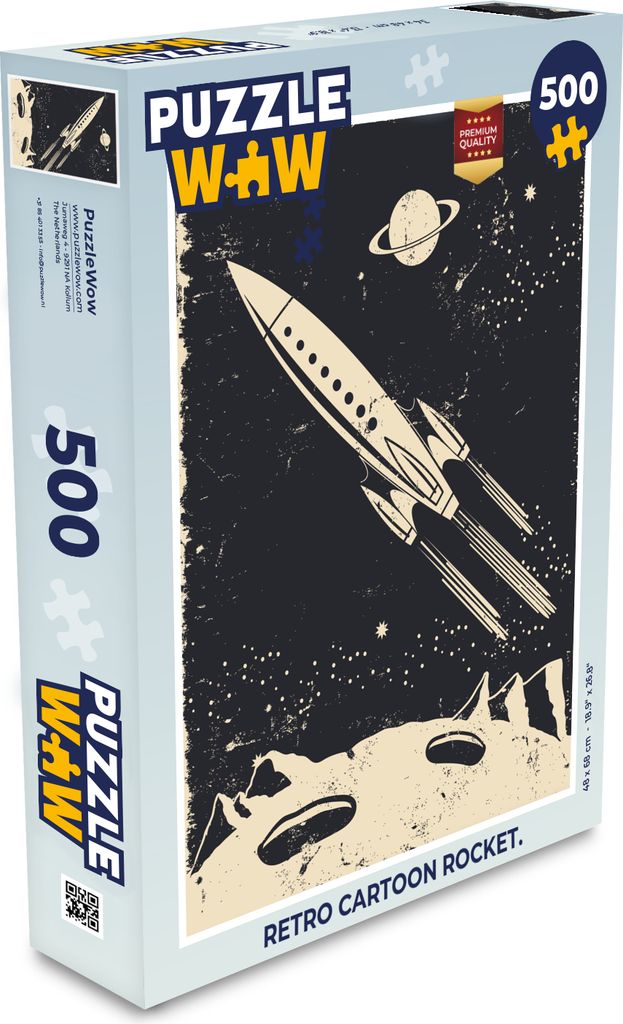 MuchoWow Puzzle 500 Teile Rakete - Zeichentrickfilm - Planet - Retro - Denken - Spiel - Toy