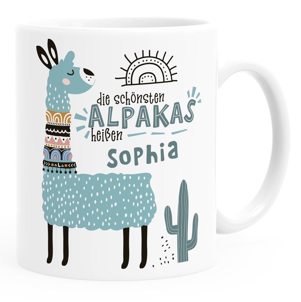 Personalisiert Alpaka-Kaffeetasse 'Die Schönsten Alpakas Heißen...' | Keramik, 325 Ml, Mit Namen | Spülmaschinengeeignet, Made In Germany