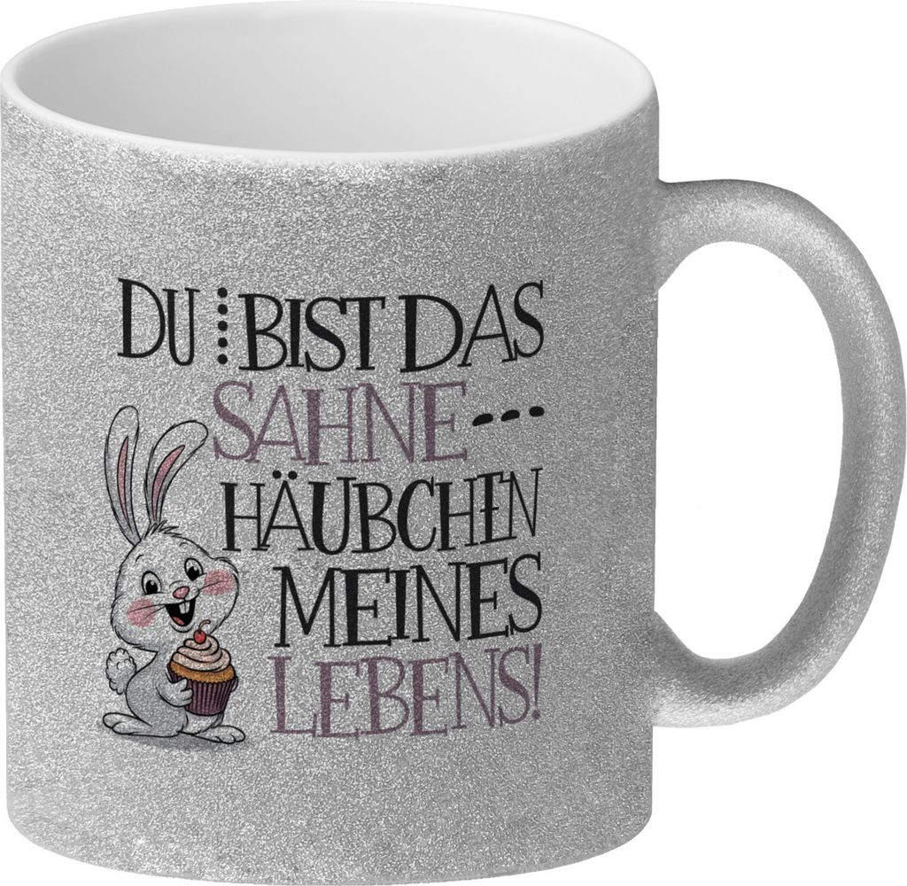 Hase Cupcake Glitzer-Kaffeebecher Sahnehäubchen meines Lebens