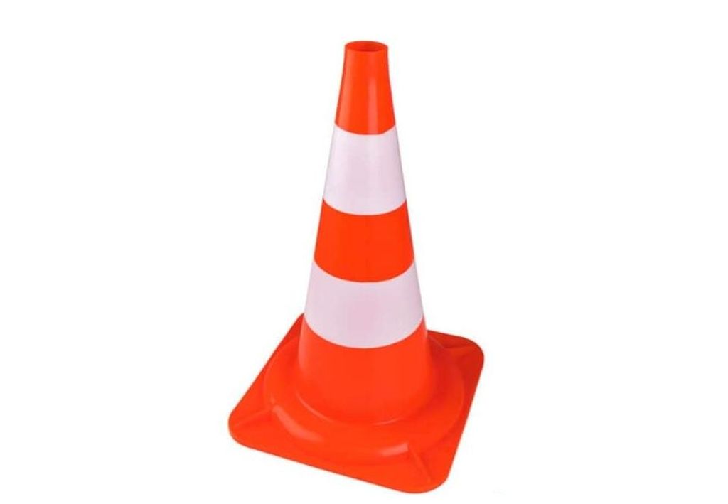 Verkehrskegel 49 cm Orange Weiß – Pylone Kunststoff Leitkegel Warnkegel