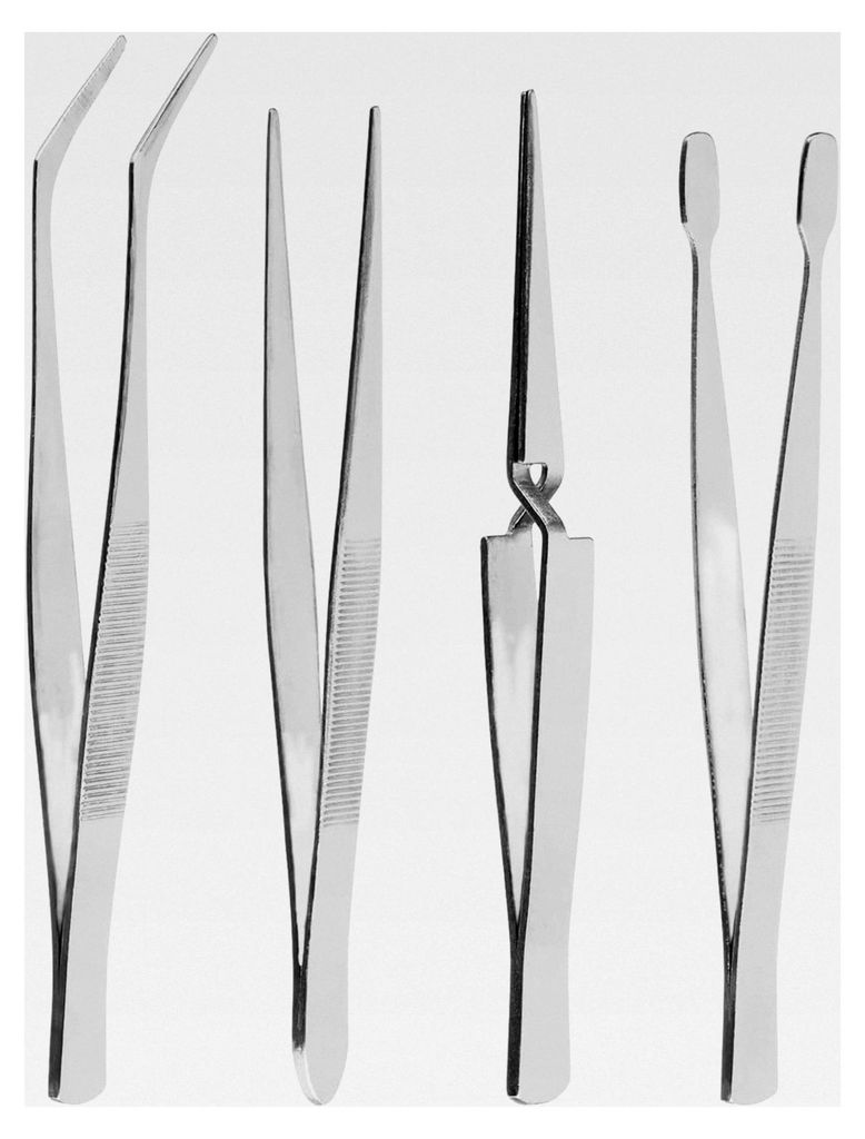 Pinzetten-Set aus rostfreiem Edelstahl | breit, spitz, abgewinkelt, gebogen | Spitzpinzette, Kreuzpinzette für Basteln, Modellbau, Feinarbeit, Scr...