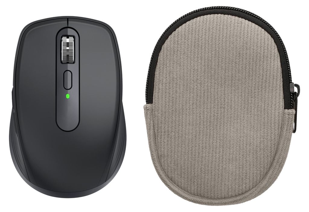 kwmobile Maus Tasche kompatibel mit Logitech MX ANYWHERE 3 / ANYWHERE 3S Hülle - Case für Bluetooth Maus aus robustem Cord und Neopren Stoff - Grau