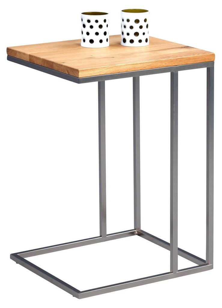 Beistelltisch Finn in braun - Wildeiche/Metall - 34 x 43 x Produktbild 