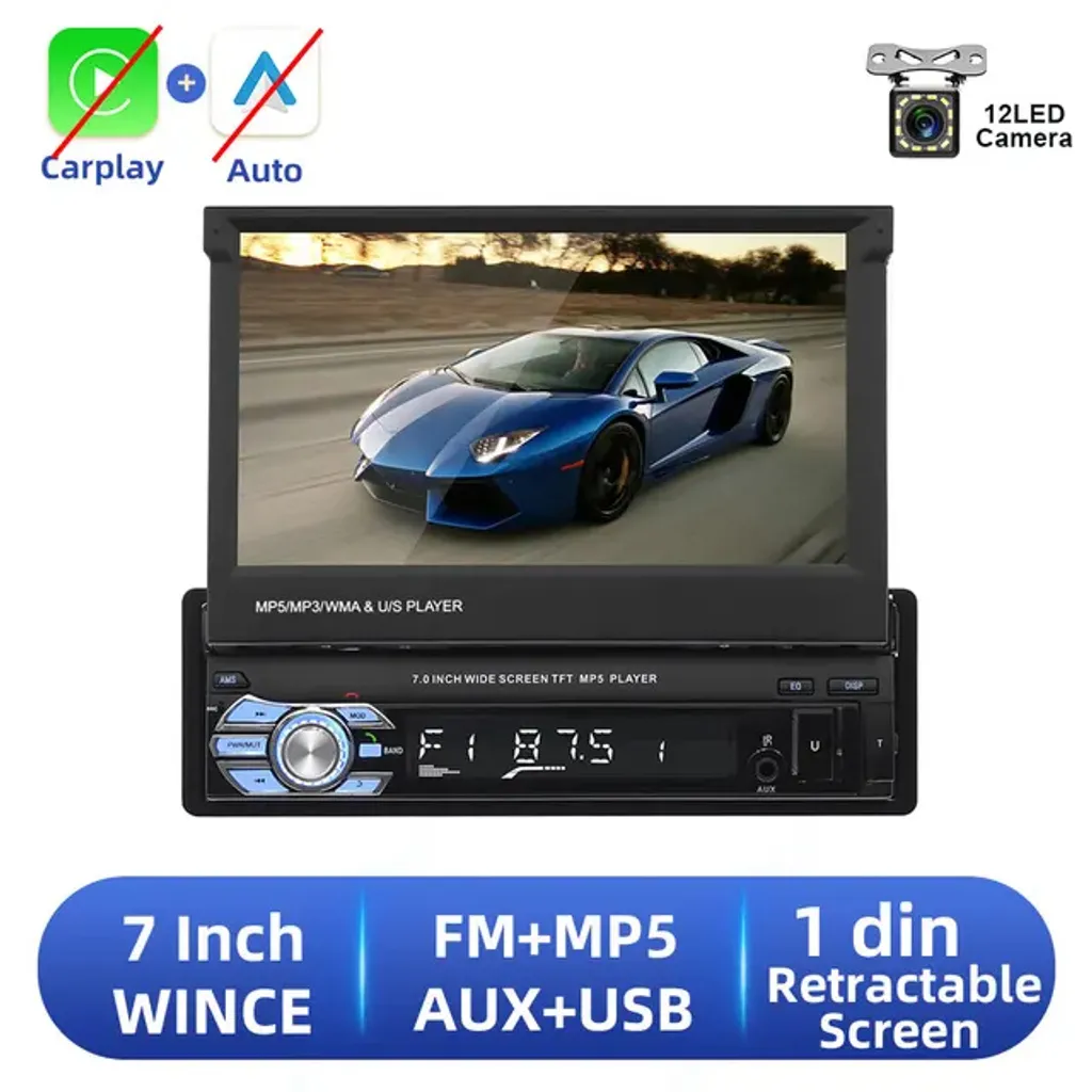 Lecteur Multimédia Voiture 1 DIN avec Écran Rétractable et Bluetooth Pro - 2