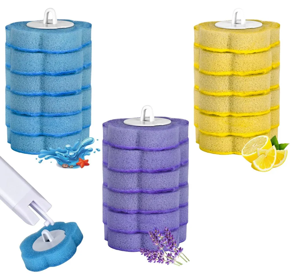 Système de nettoyage pour toilettes jetable : 18 recharges et support mural