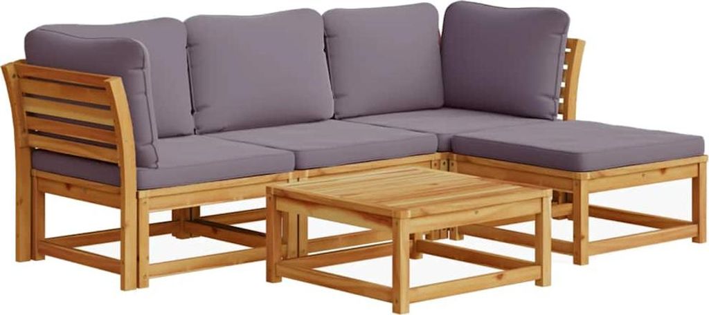 vidaXL 5-tlg. Garten-Lounge-Set mit Kissen Massivholz Akazie