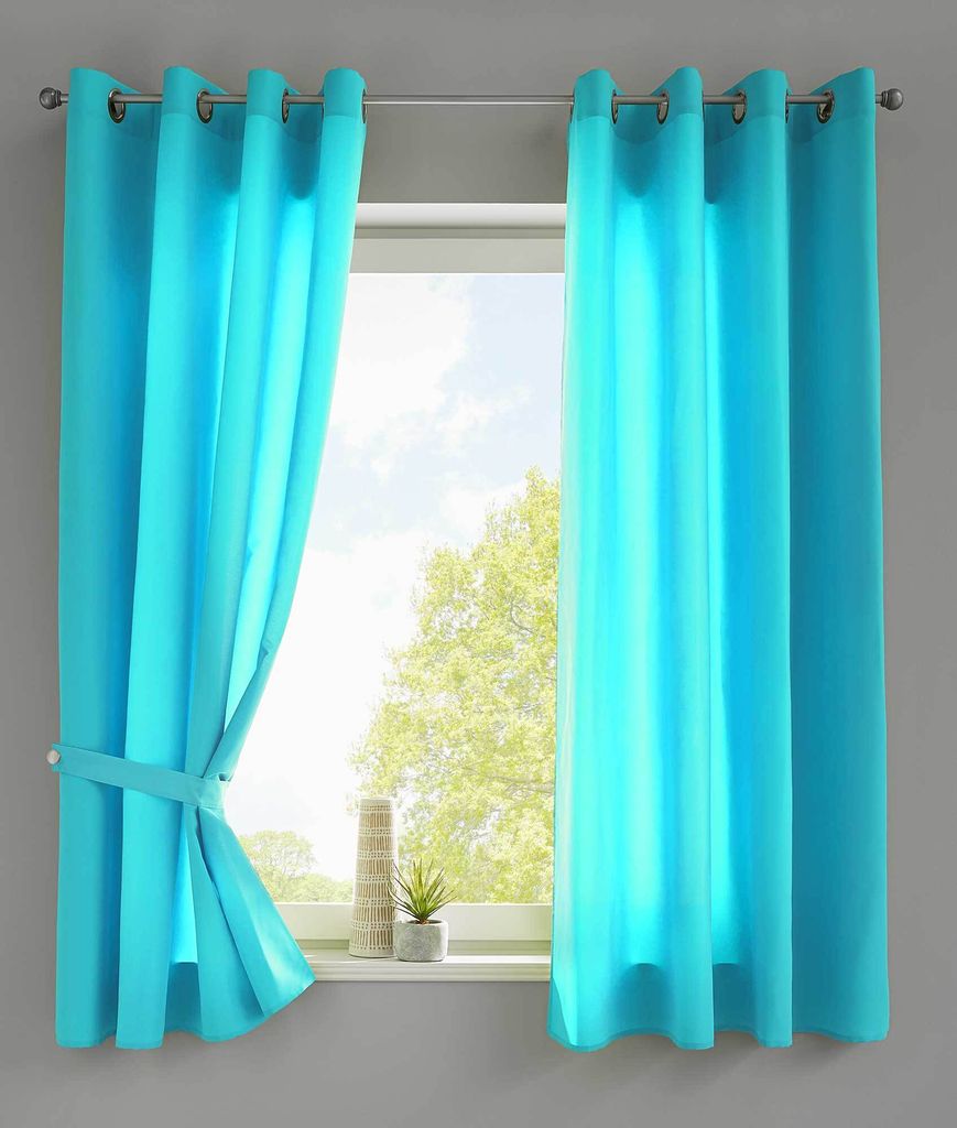 2er Set Vorhänge Schal Ösen »Berlin« HxB 145x140 cm Türkis Produktbild 