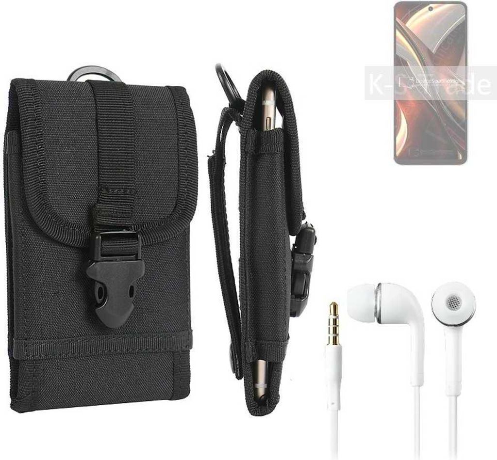 K-S-Trade Holster Schutz Hülle kompatibel mit UMIDIGI A13 Pro Max 5G Gürteltasche Handy Hülle Tasche outdoor Seitentasche schwarz 1x + Kopfhörer