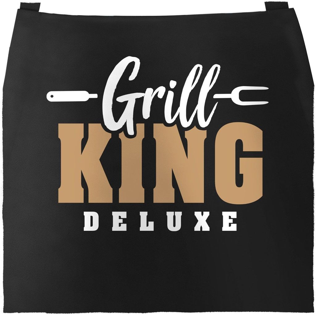 Grill-Schürze für Männer mit Spruch Grill-King Deluxe Grillschürze Herren Baumwoll-Schürze Küchenschürze Moonworks Color schwarz unisize