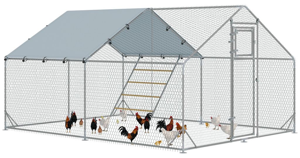 PawHut Hühnerstall Freilaufgehege aus Stahl, 3 x 4 x 1,95 m Produktbild 