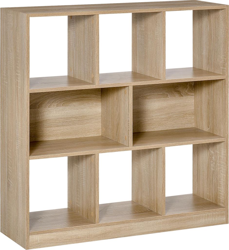 Bücherregal Regal Standregal, 8 Regalfächer, 97,5 x 30 x 100 cm, Eichen-Optik, Spanplatte, belastbar, stabil, robust, 25,5 kg