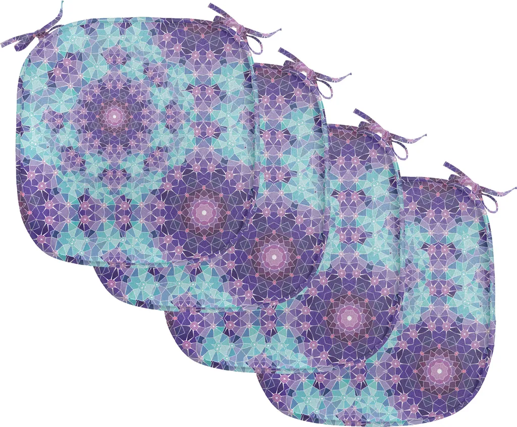 ABAKUHAUS Lot de 4 Coussins de Chaise Mandala Violet Mosaic Fractal 40x40