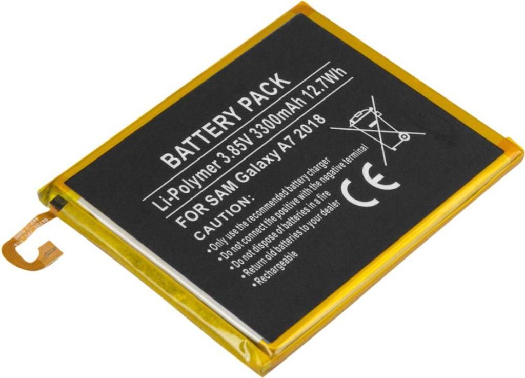 Avizar, Ersatzakku Galaxy A7 A10 M10 3,85 V 3300mAh Li-Polymer, Schwarz