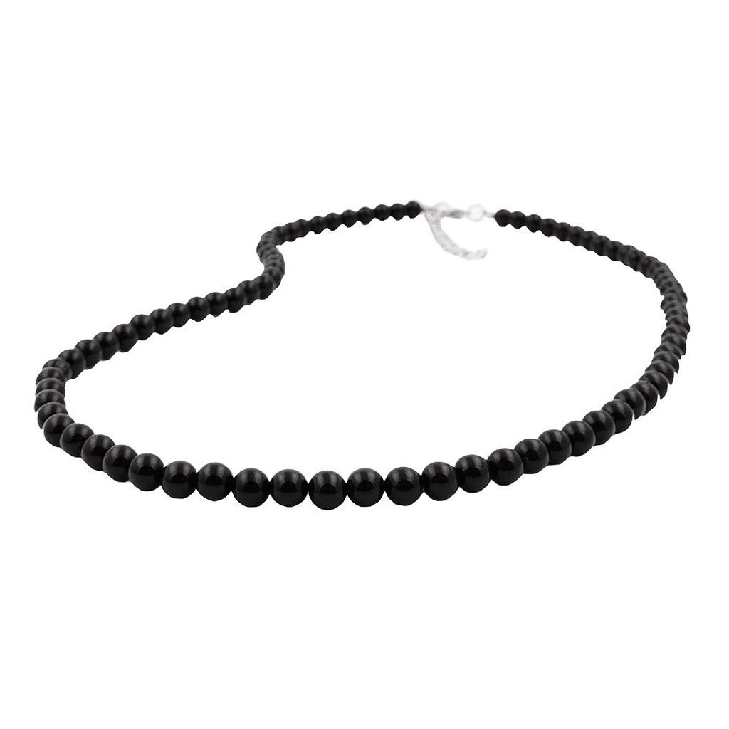 Kette 6mm Perle Kunststoff schwarz-glänzend 60cm schwarz Produktbild 