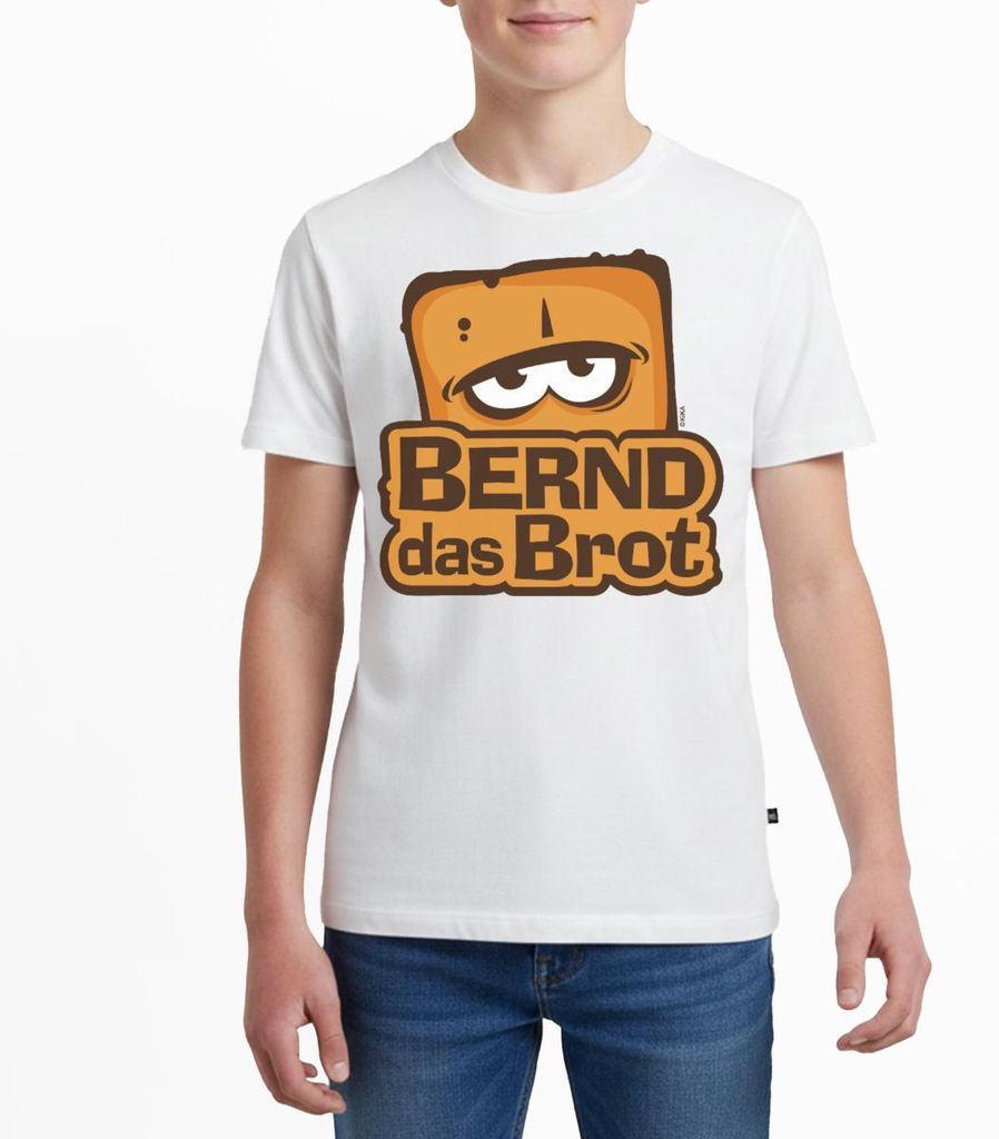 Spreadshirt Bernd Das Brot Logo Teenager Premium T-Shirt, 158/164 (12 Jahre), Weiß