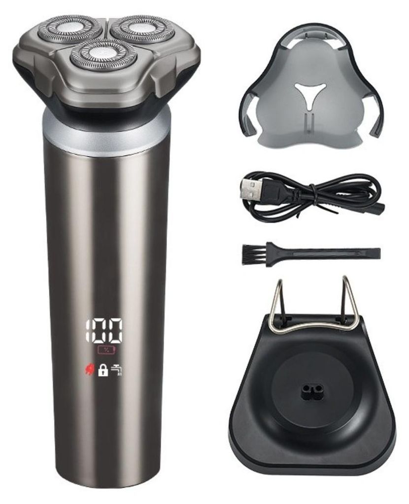 INF Herren-Rotationsrasierer USB, ABS, 15.2cm, IPX7 wasserdicht, 80min Silber