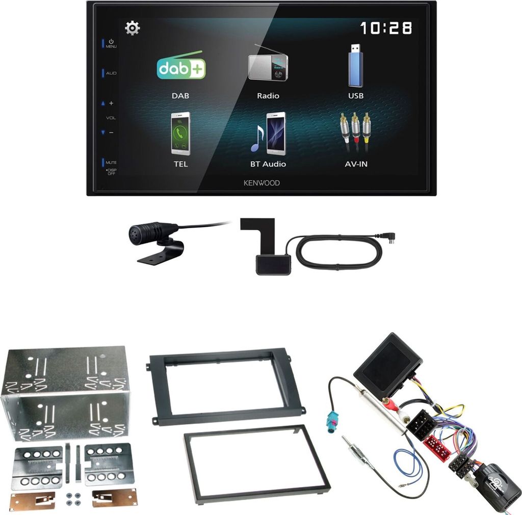 Kenwood DMX-125DAB USB Bluetooth MP3 DAB+ Einbauset für Porsche Cayenne bis 2006