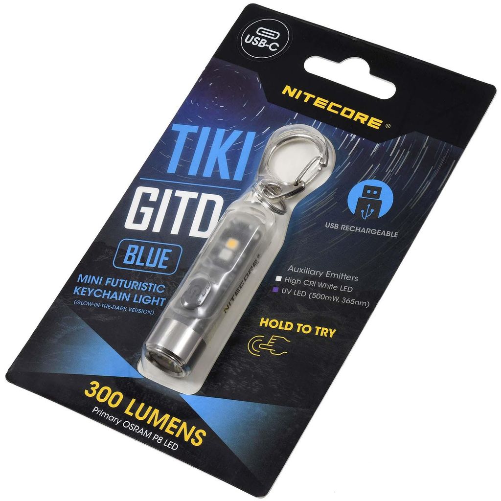 Nitecore TIKI GITD BLUE, Schlüsselanhänger-Blinklicht, Produktbild 
