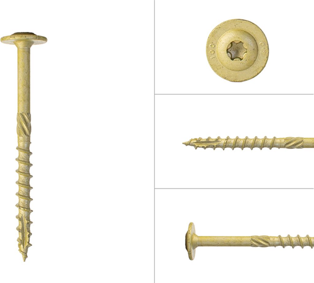 Tellerkopfschrauben beschichtet für Eiche und Garapa Hartholz 8 x 120 mm - Schachtel 50 Stück