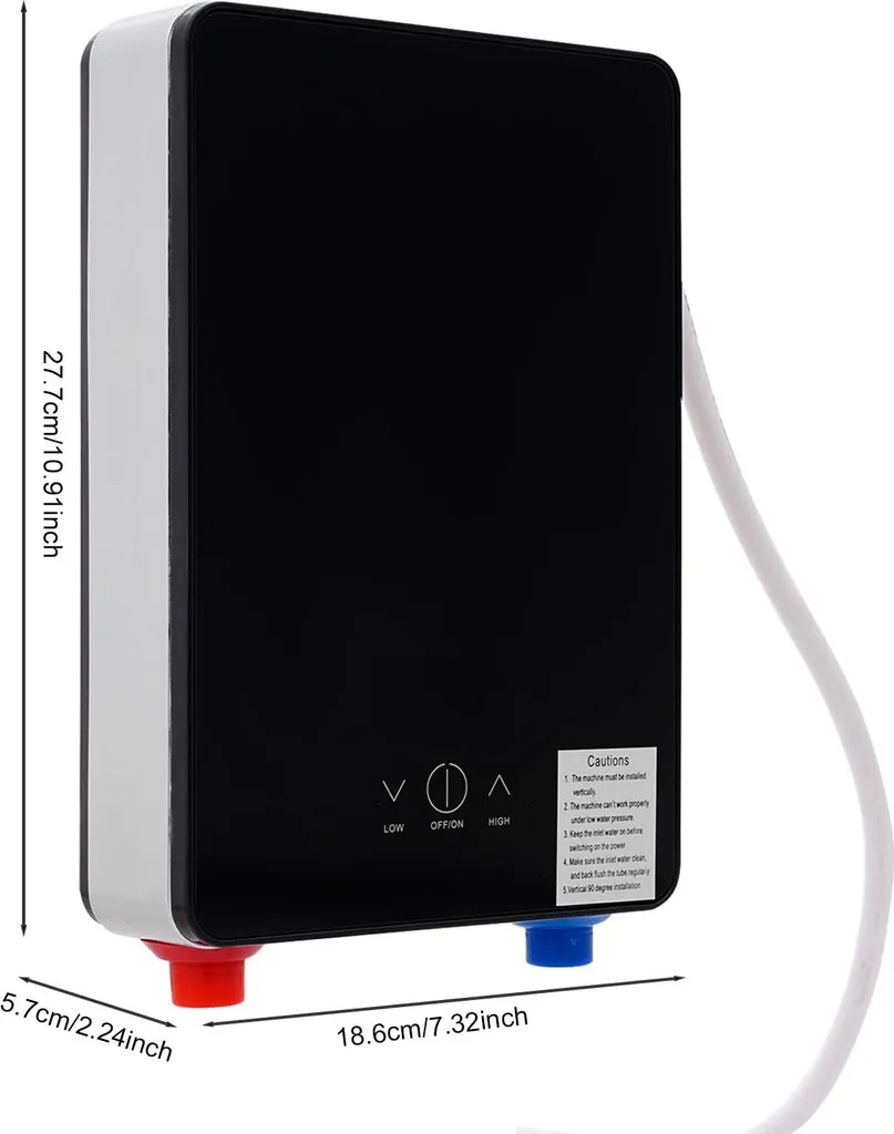 Chauffe-eau électrique instantané noir avec affichage LED numérique - 4