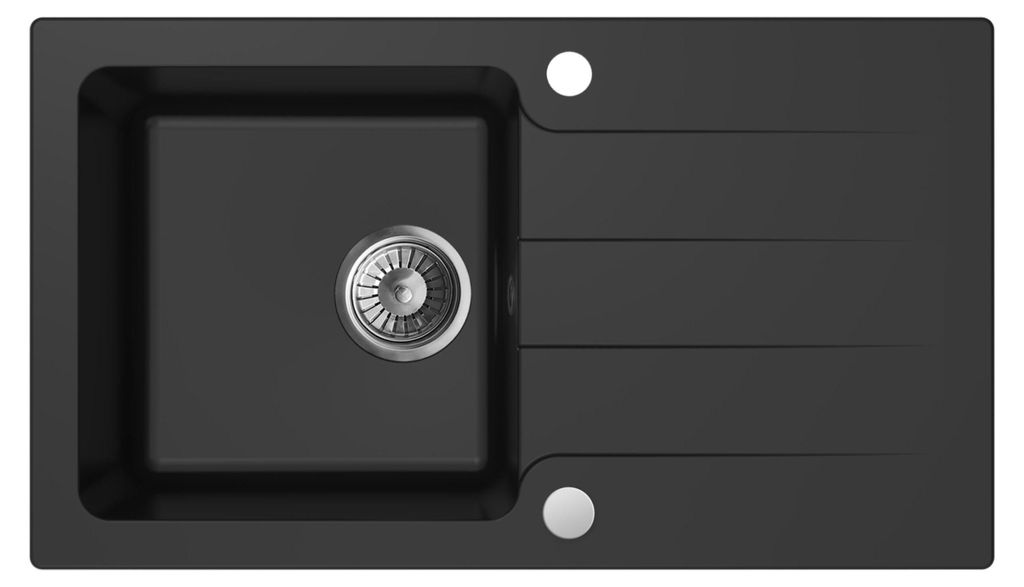 Granitspüle - Spülbecken - Küchenspüle - Schwarz - 76 x Produktbild 