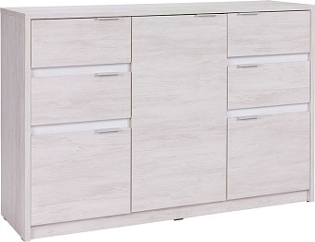 Furmeb24 - DENVER K3D4SZ- Zweitrigr Komode mit Schubladen , Eiche wei/wei gl€nzend