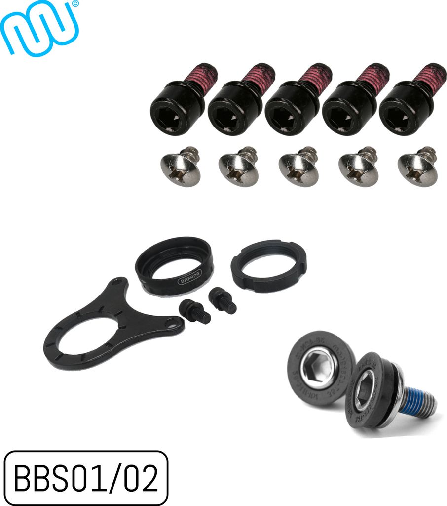 windmeile | Montageset Bafang BBS01 BBS02 100mm Befestigungsset Triangle Kurbel- u. Kettenblattschrauben, E-Bike, Elektro, Fahrrad, Pedelec