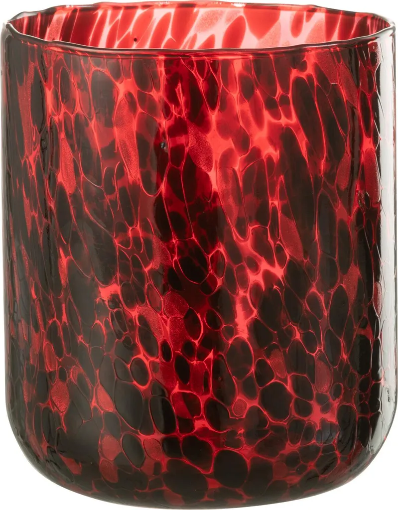 Photophore Rouge et Noir J-Line pour Ambiance Tamisée Déco de Table