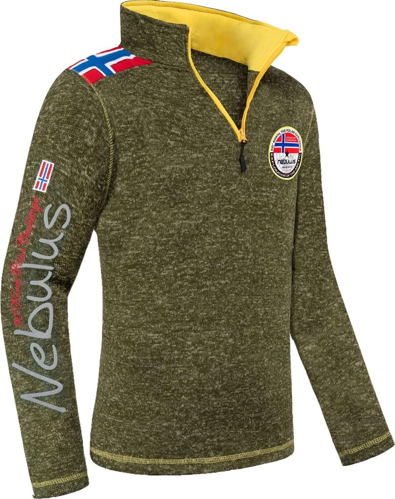 Nebulus Fleecepullover FLAGSTER Herren, warmer Fleecepullover, Pulli aus Fleece mit Half Zip Reißverschluss, P5952 - Herren, grün meliert, M