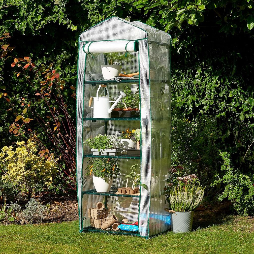 Gewächshaus Anzuchtgewächshaus für Innen und Außen Stahlrahmen und verstärktes PVC-Planen - Stabil und einfach zu montieren (5 Schichten)