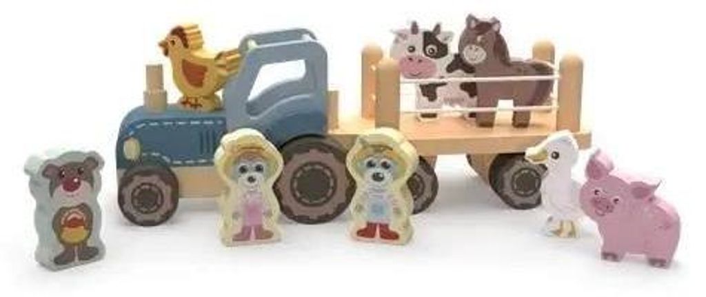 Holzspielzeug – Traktor. Bobaski und Teddybär von TREFL