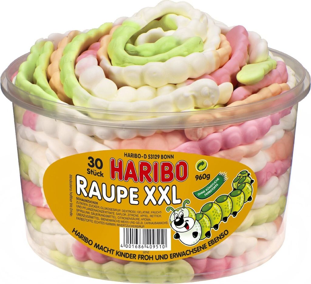 Haribo - Raupe XXL 30 Stck. DOSE Produktbild
