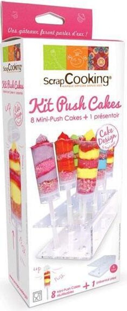 Set 8 Push-Up Cake Behälter + 1 Aufsteller