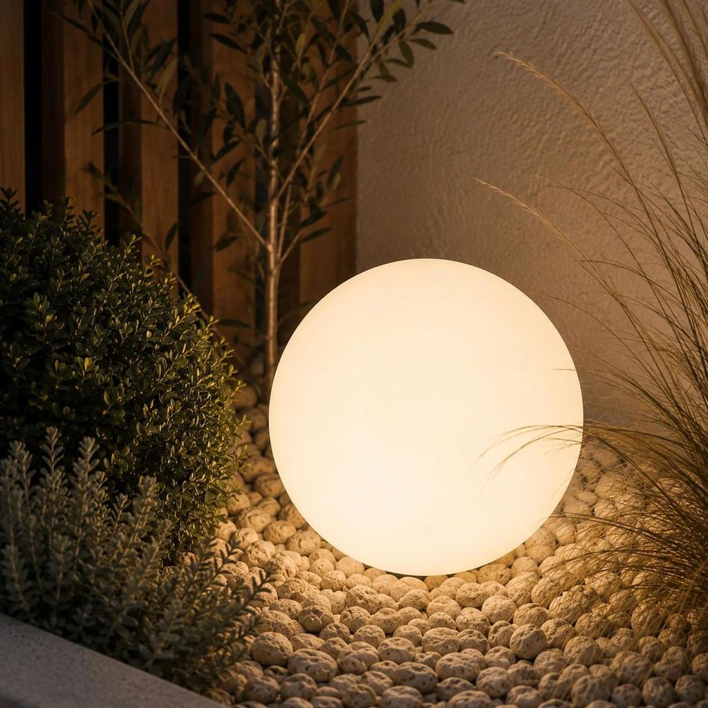 LUMILED Milchig Kugelleuchte 30cm Außen Außenkugelleuchte Produktbild 