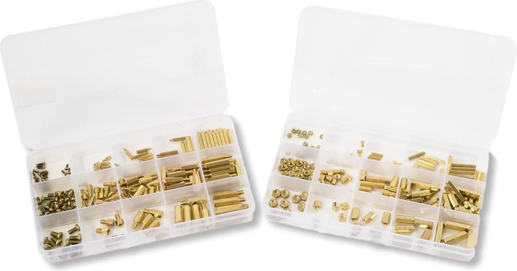 360 Stück M2 M3 M4 Männlich Weiblich Hex Messing Abstandshalter Distanzbolzen Distanzhülse Schrauben Muttern Sortiment Set Sechskant Gewindemutt...