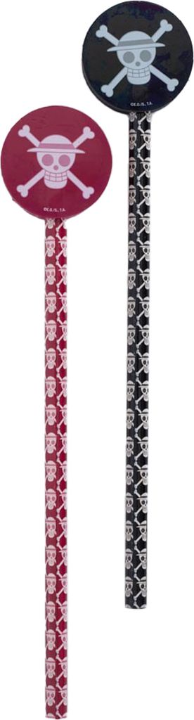 One Piece - Bleistift mit Aufsatz 2er-Pack TA13125 (Einheitsgröße) (Schwarz/Rot/Weiß)