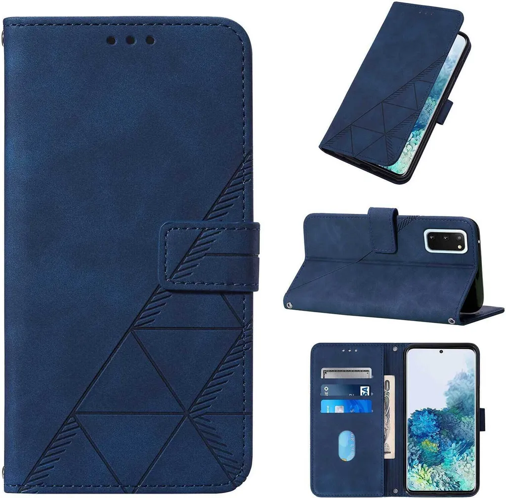 Custodia Portafoglio Samsung S20 Blu - Pelle Goffrata con Porta Carte
