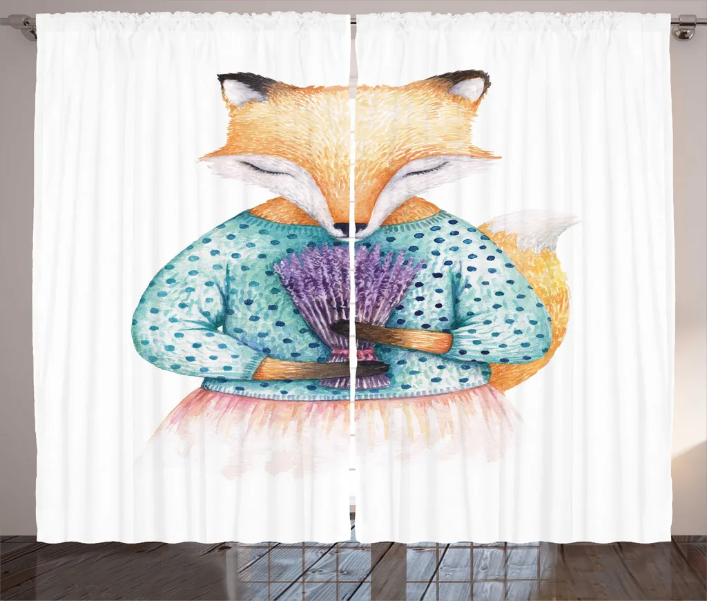 Rideau Rustique ABAKUHAUS Lady Fox Bouquet Lavande 280x225 cm Beige